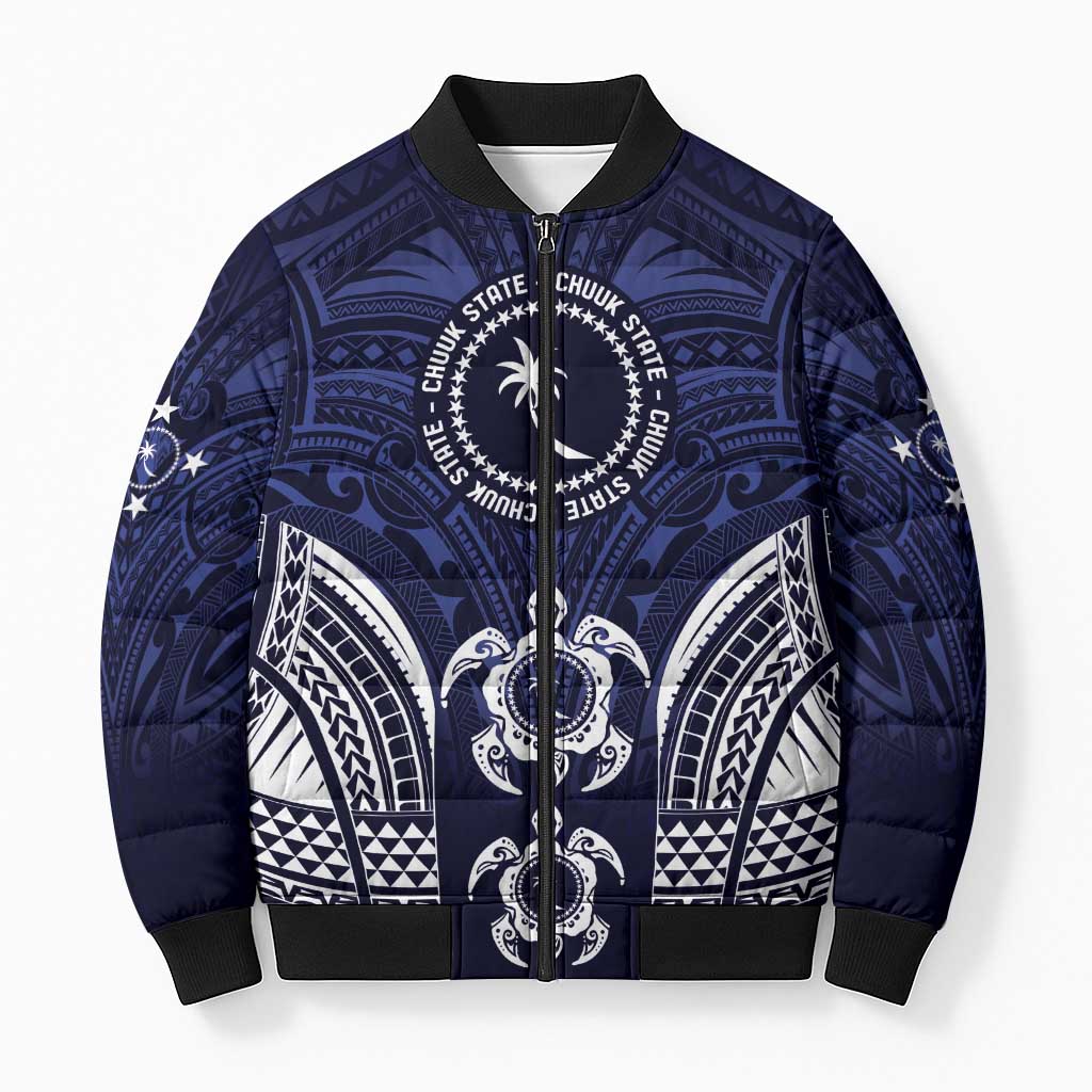 FSM Chuuk States Bomber Puffer Jacket Micronesia Six 9 One Polynesian Tribal Pattern - Polynesian Pride