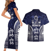 FSM Chuuk States Couples Matching Short Sleeve Bodycon Dress and Hawaiian Shirt Micronesia Six 9 One Polynesian Tribal Pattern