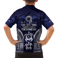 FSM Chuuk States Family Matching Off Shoulder Short Dress and Hawaiian Shirt Micronesia Six 9 One Polynesian Tribal Pattern LT9 - Polynesian Pride