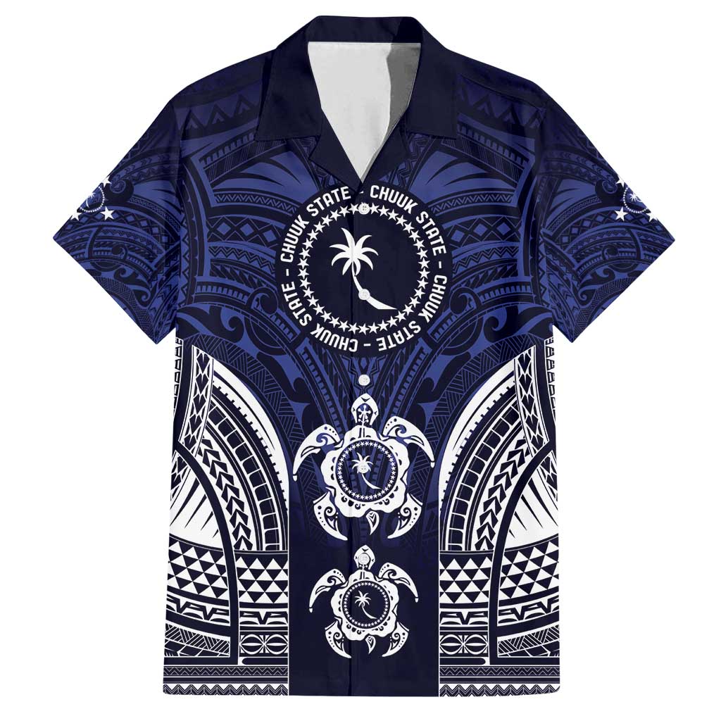 FSM Chuuk States Family Matching Off Shoulder Short Dress and Hawaiian Shirt Micronesia Six 9 One Polynesian Tribal Pattern LT9 Dad's Shirt - Short Sleeve Blue - Polynesian Pride