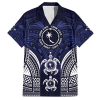 FSM Chuuk States Family Matching Off Shoulder Short Dress and Hawaiian Shirt Micronesia Six 9 One Polynesian Tribal Pattern LT9 Dad's Shirt - Short Sleeve Blue - Polynesian Pride