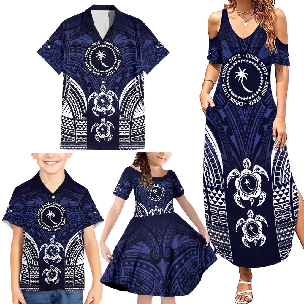 FSM Chuuk States Family Matching Summer Maxi Dress and Hawaiian Shirt Micronesia Six 9 One Polynesian Tribal Pattern