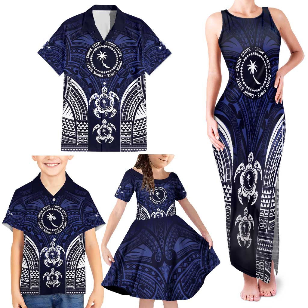 FSM Chuuk States Family Matching Tank Maxi Dress and Hawaiian Shirt Micronesia Six 9 One Polynesian Tribal Pattern