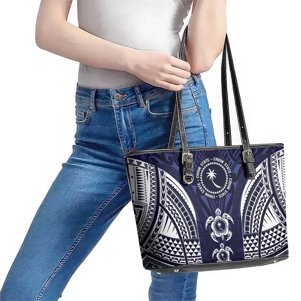 FSM Chuuk States Leather Tote Bag Micronesia Six 9 One Polynesian Tribal Pattern