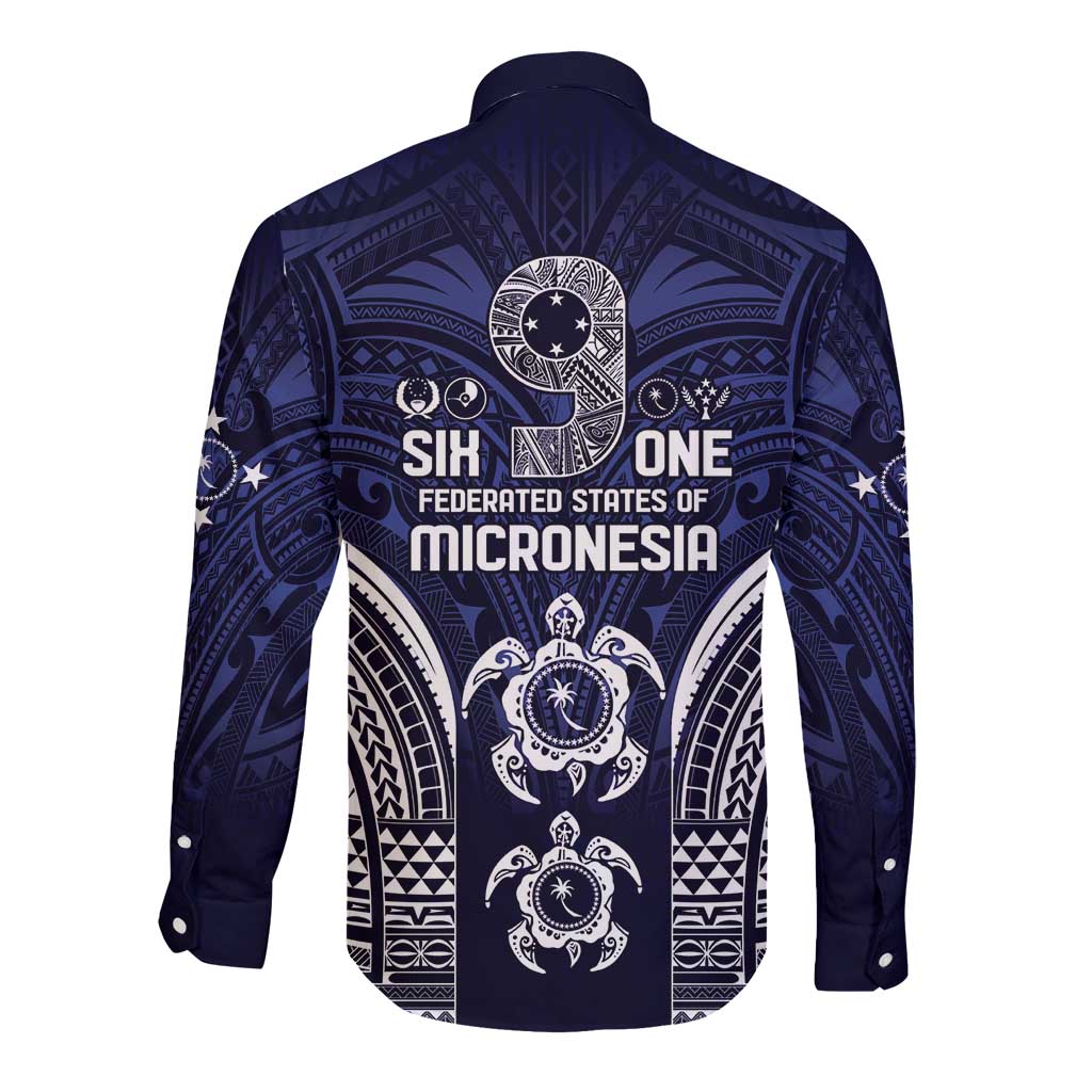 FSM Chuuk States Long Sleeve Button Shirt Micronesia Six 9 One Polynesian Tribal Pattern LT9 - Polynesian Pride