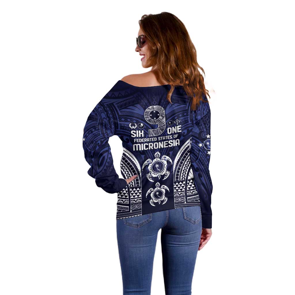 FSM Chuuk States Off Shoulder Sweater Micronesia Six 9 One Polynesian Tribal Pattern LT9 - Polynesian Pride