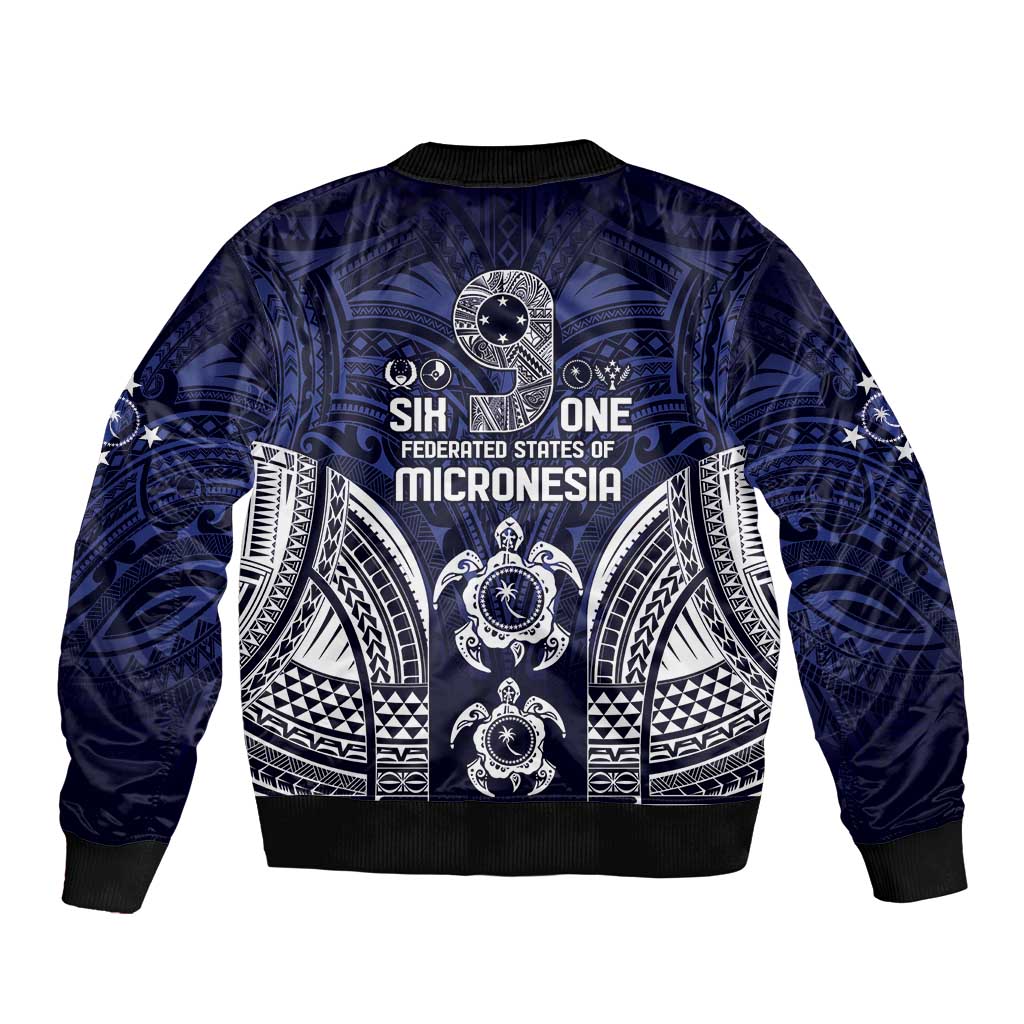 FSM Chuuk States Sleeve Zip Bomber Jacket Micronesia Six 9 One Polynesian Tribal Pattern LT9 - Polynesian Pride