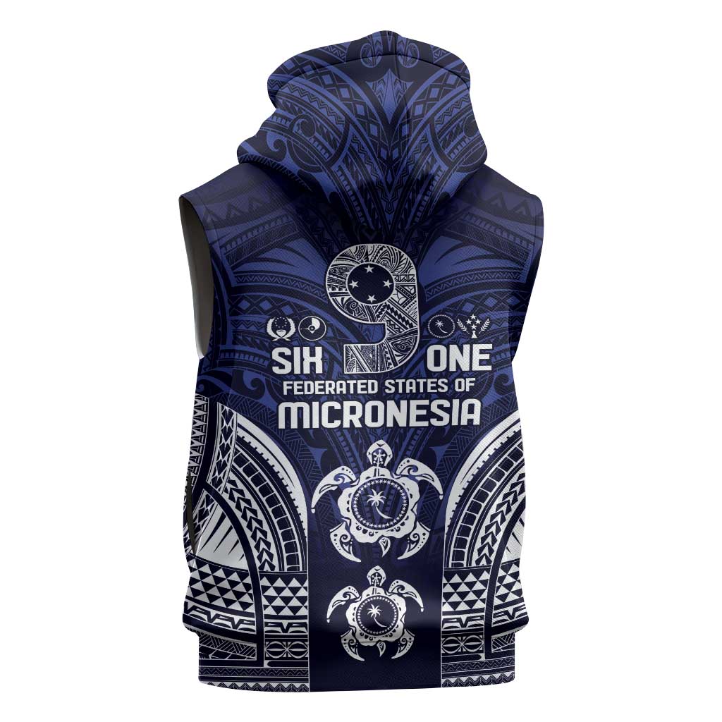 FSM Chuuk States Sleeveless Zip Hoodie Micronesia Six 9 One Polynesian Tribal Pattern - Polynesian Pride