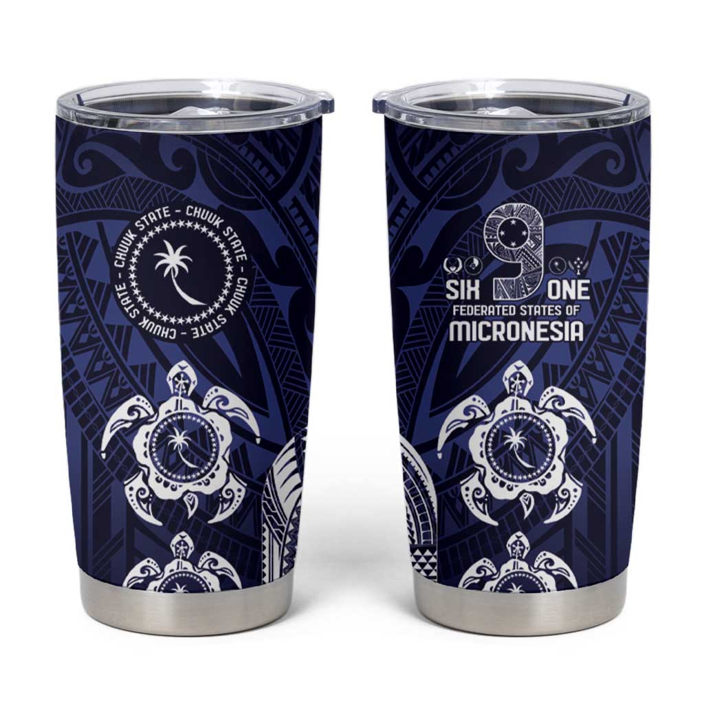 FSM Chuuk States Tumbler Cup Micronesia Six 9 One Polynesian Tribal Pattern