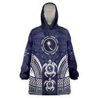 FSM Chuuk States Wearable Blanket Hoodie Micronesia Six 9 One Polynesian Tribal Pattern LT9 One Size Blue - Polynesian Pride