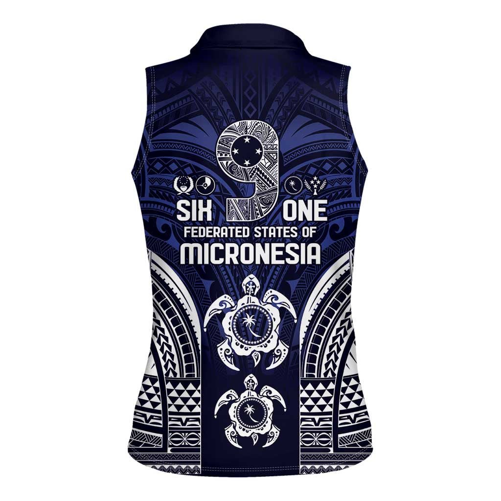 FSM Chuuk States Women Sleeveless Polo Shirt Micronesia Six 9 One Polynesian Tribal Pattern