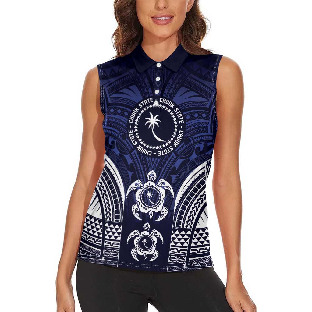 FSM Chuuk States Women Sleeveless Polo Shirt Micronesia Six 9 One Polynesian Tribal Pattern
