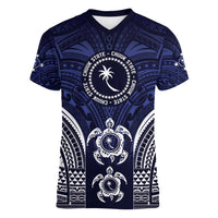 FSM Chuuk States Women V-Neck T-Shirt Micronesia Six 9 One Polynesian Tribal Pattern