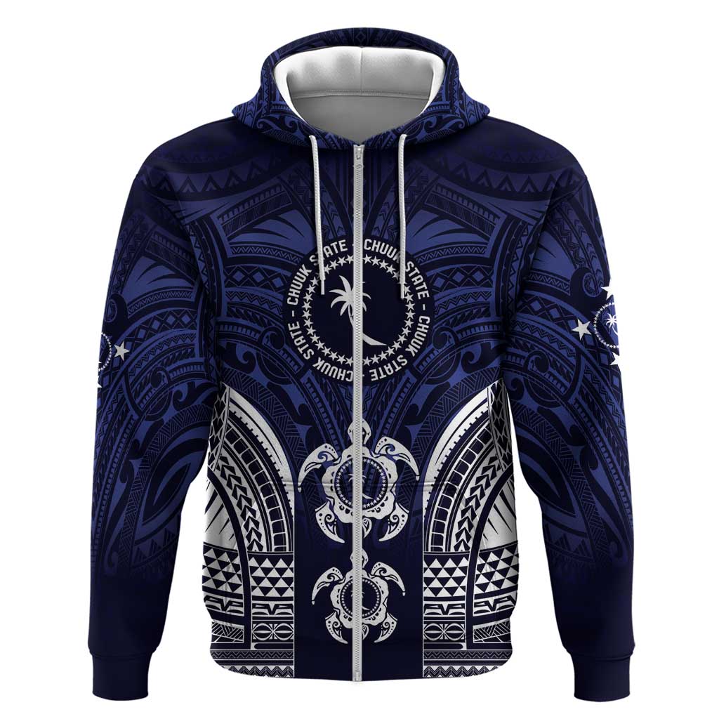 FSM Chuuk States Zip Hoodie Micronesia Six 9 One Polynesian Tribal Pattern LT9 Zip Hoodie Blue - Polynesian Pride