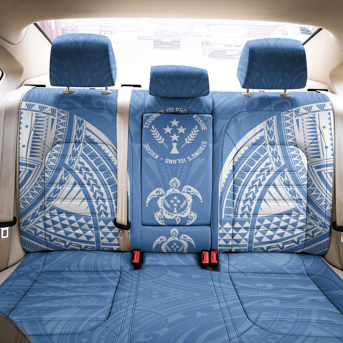 FSM Kosrae States Back Car Seat Cover Micronesia Six 9 One Polynesian Tribal Pattern