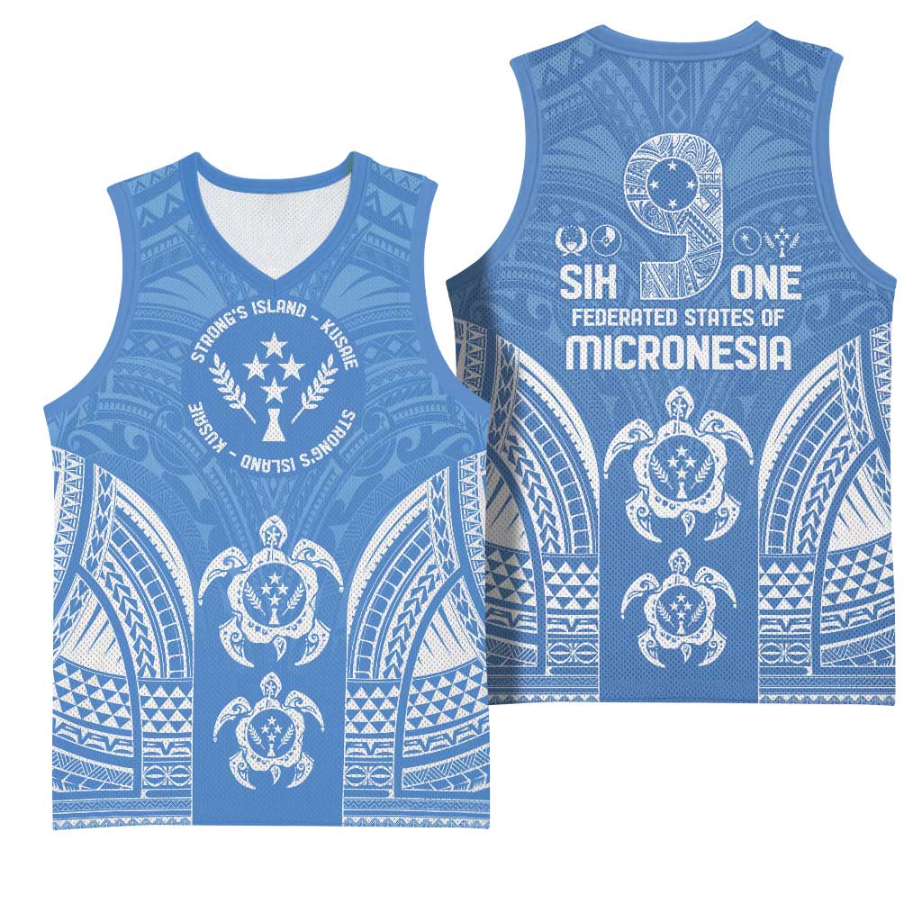 FSM Kosrae States Basketball Jersey Micronesia Six 9 One Polynesian Tribal Pattern - Polynesian Pride