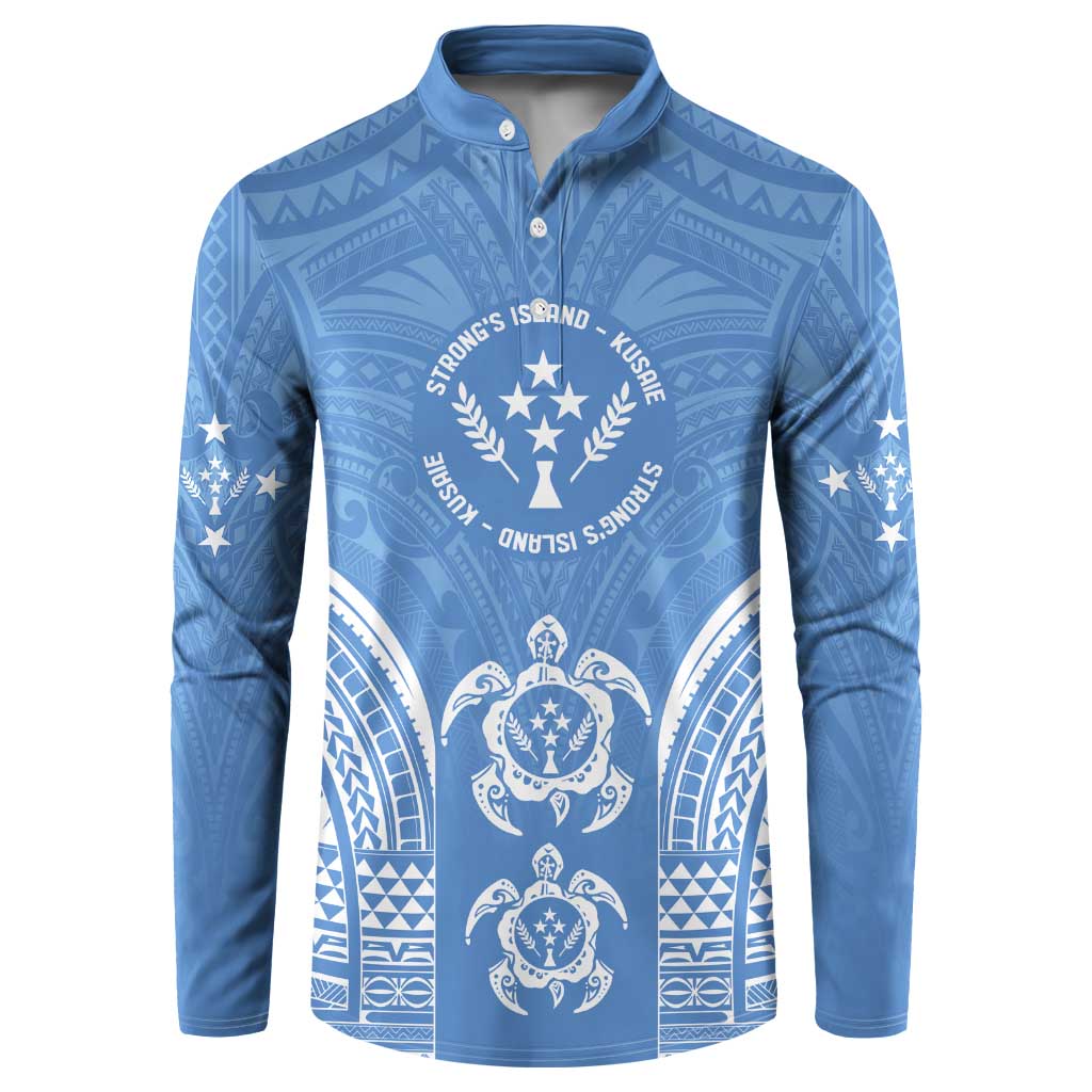 FSM Kosrae States Button Sweatshirt Micronesia Six 9 One Polynesian Tribal Pattern LT9 Blue - Polynesian Pride