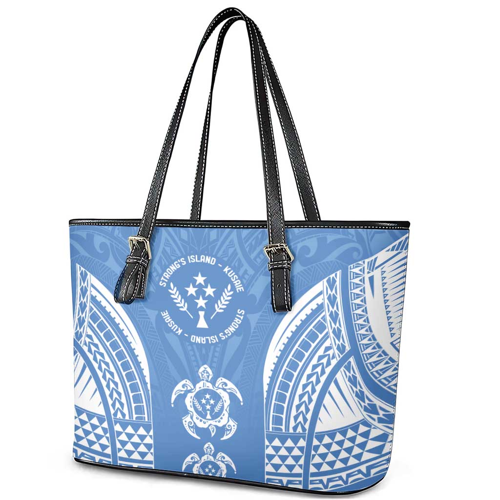 FSM Kosrae States Leather Tote Bag Micronesia Six 9 One Polynesian Tribal Pattern