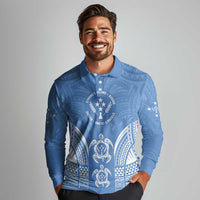 FSM Kosrae States Long Sleeve Polo Shirt Micronesia Six 9 One Polynesian Tribal Pattern