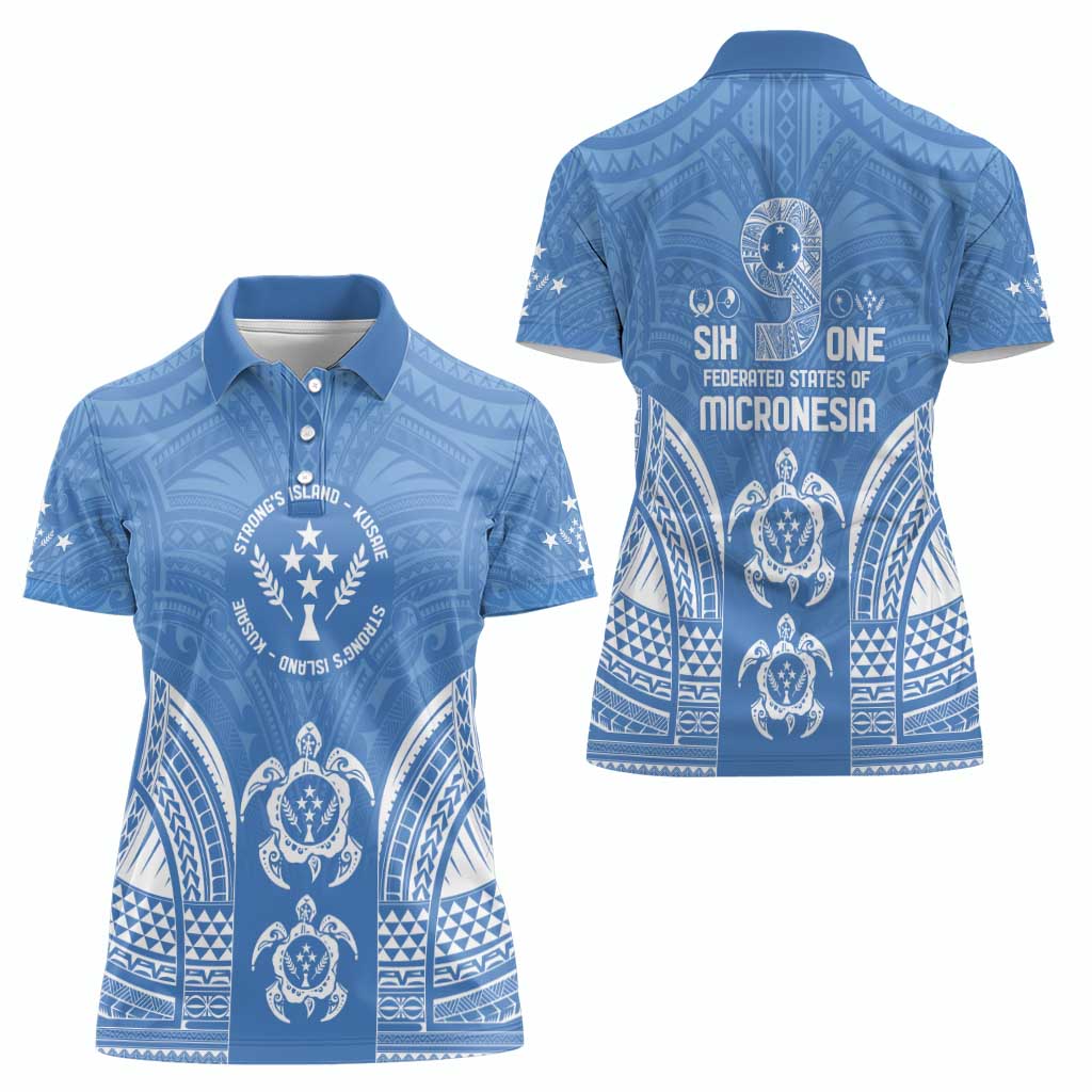 FSM Kosrae States Women Polo Shirt Micronesia Six 9 One Polynesian Tribal Pattern
