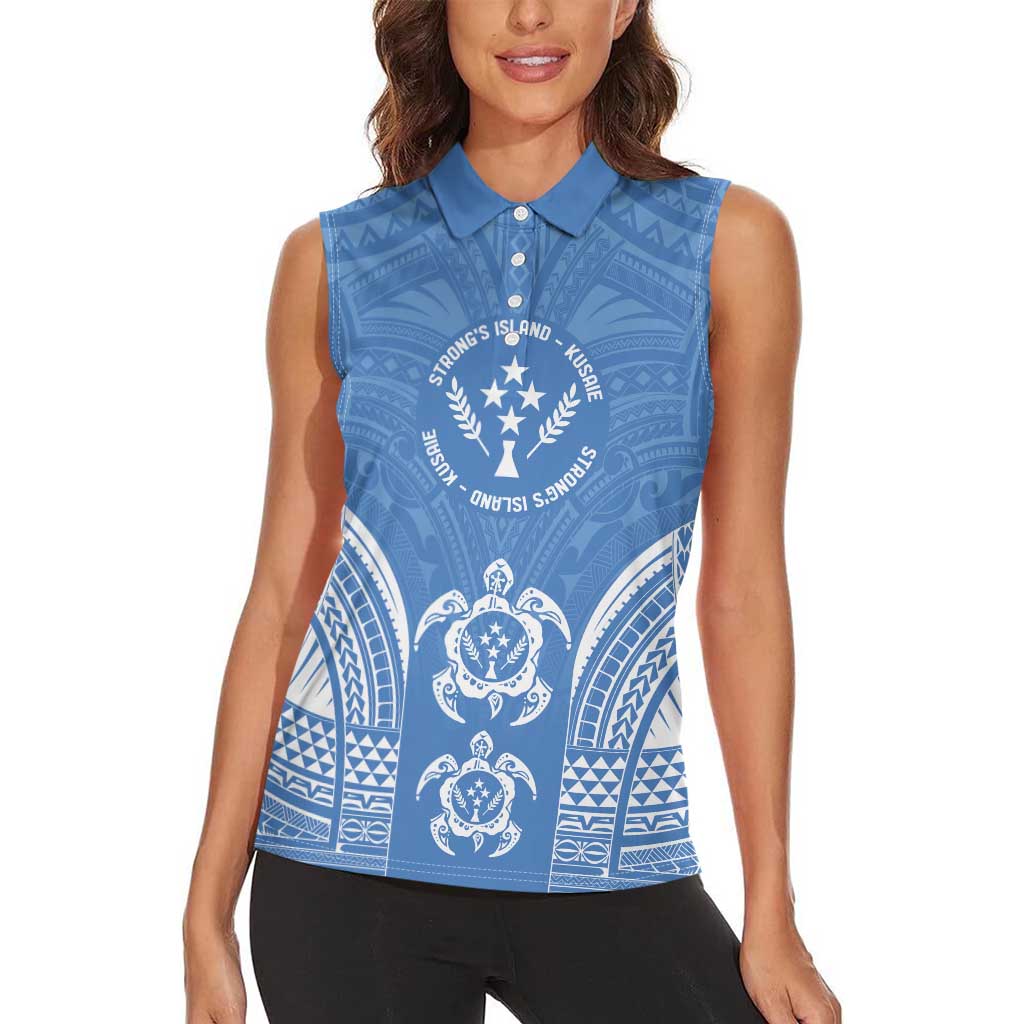 FSM Kosrae States Women Sleeveless Polo Shirt Micronesia Six 9 One Polynesian Tribal Pattern
