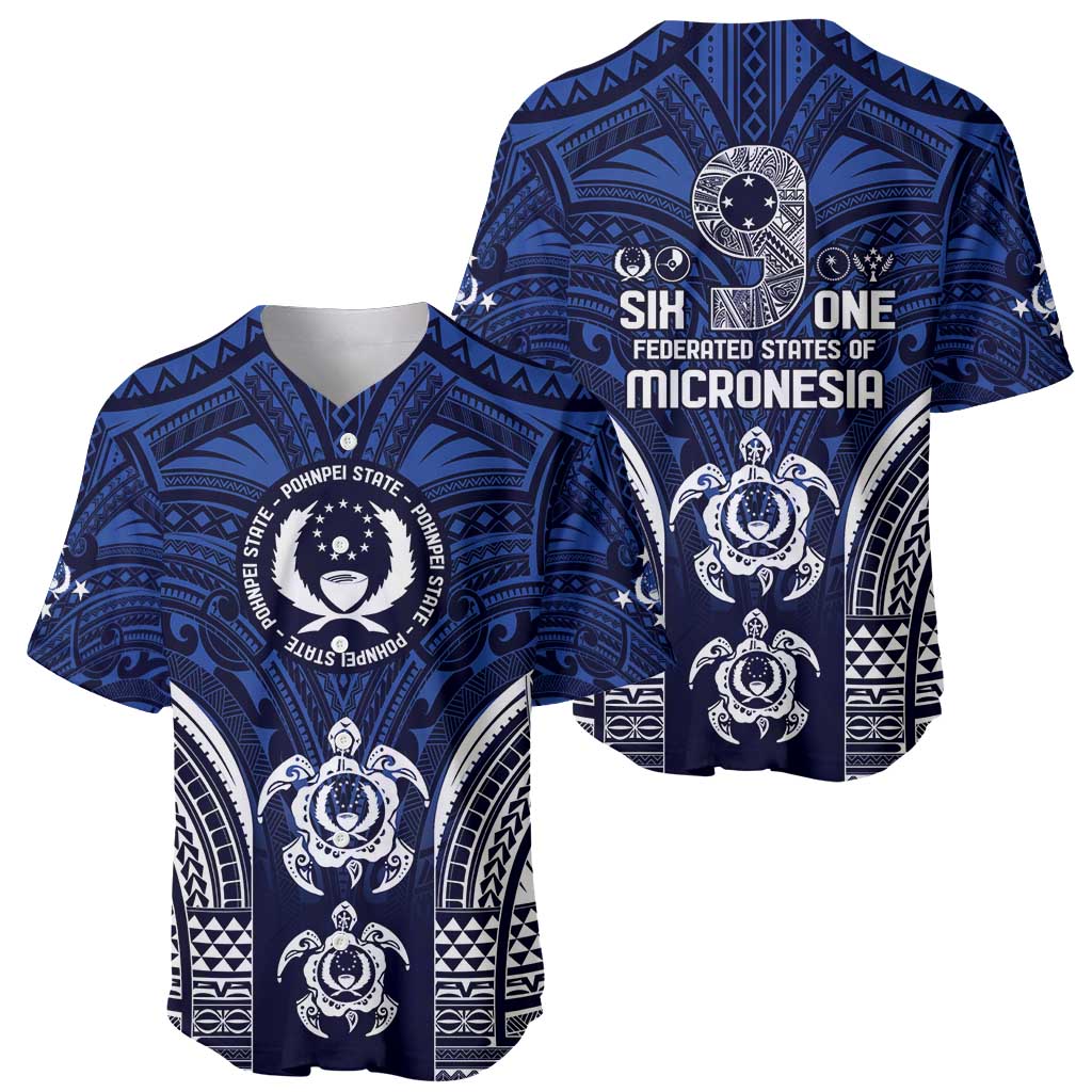 FSM Pohnpei States Baseball Jersey Micronesia Six 9 One Polynesian Tribal Pattern