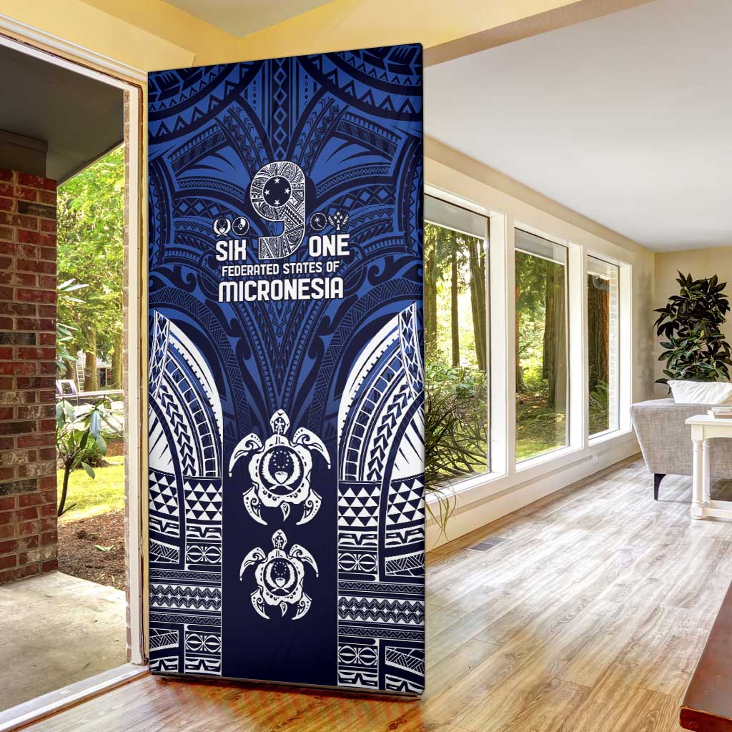 FSM Pohnpei States Door Cover Micronesia Six 9 One Polynesian Tribal Pattern - Polynesian Pride