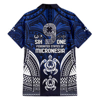 FSM Pohnpei States Family Matching Off Shoulder Short Dress and Hawaiian Shirt Micronesia Six 9 One Polynesian Tribal Pattern