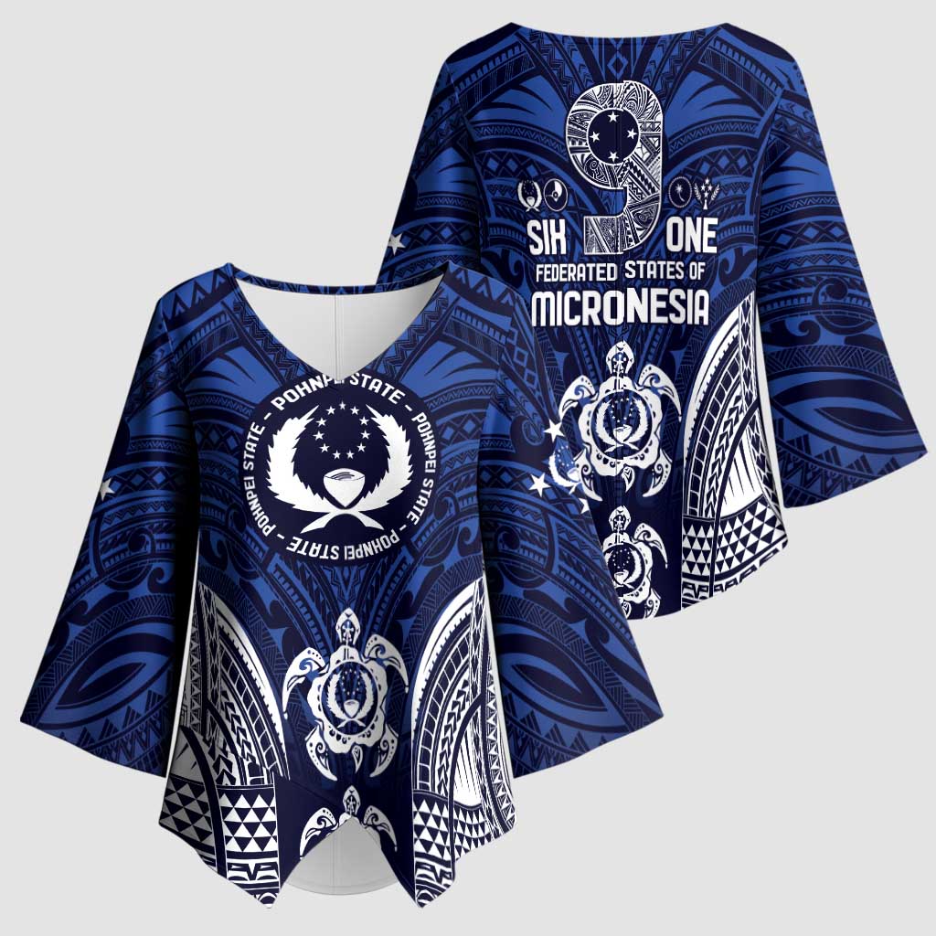 FSM Pohnpei States Kimono Sleeve Blouse Micronesia Six 9 One Polynesian Tribal Pattern - Polynesian Pride