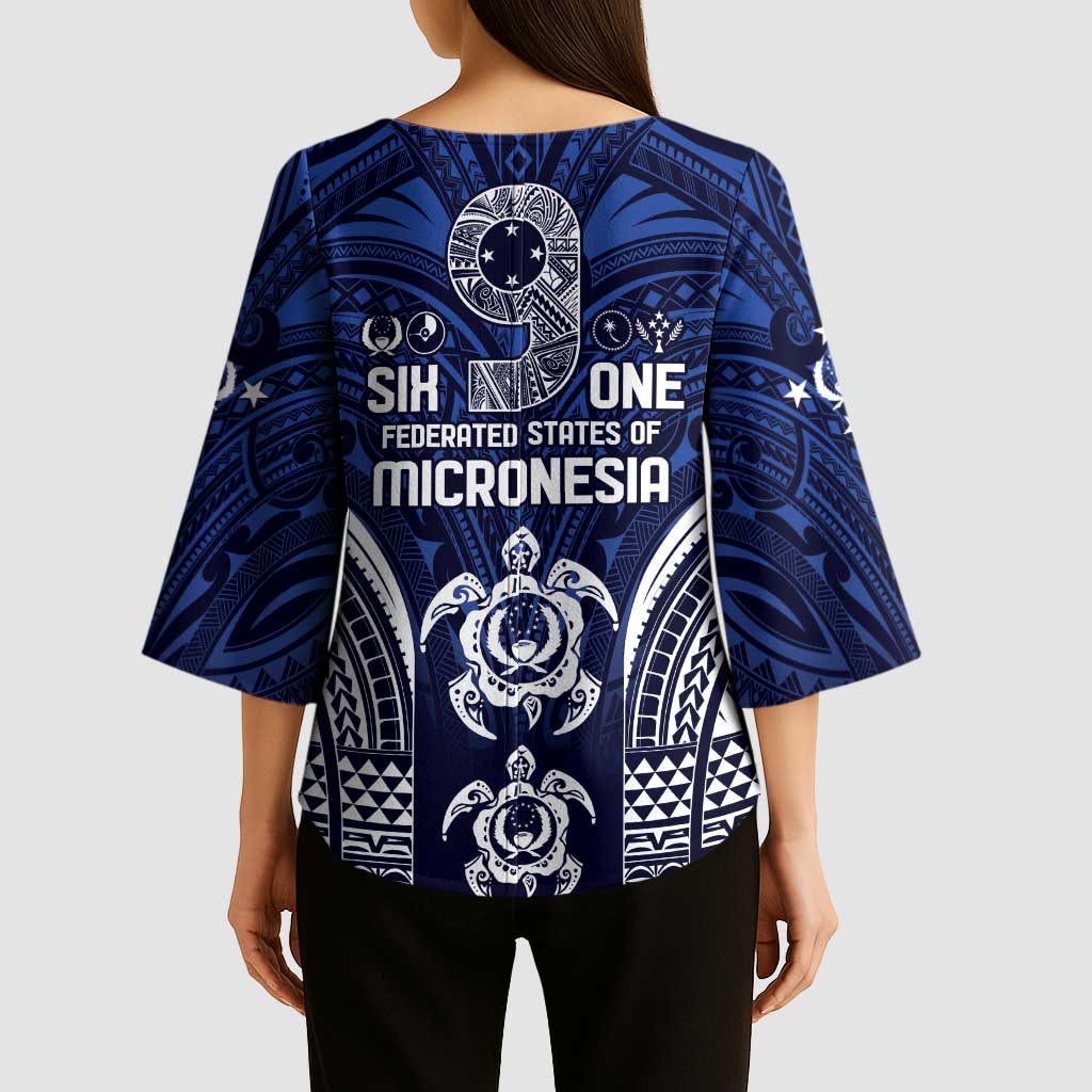 FSM Pohnpei States Kimono Sleeve Blouse Micronesia Six 9 One Polynesian Tribal Pattern - Polynesian Pride