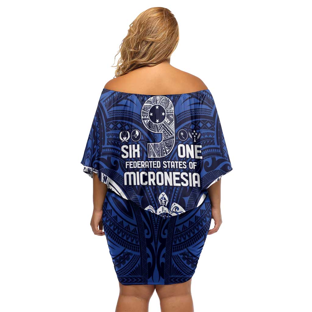 FSM Pohnpei States Off Shoulder Short Dress Micronesia Six 9 One Polynesian Tribal Pattern
