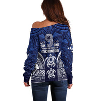 FSM Pohnpei States Off Shoulder Sweater Micronesia Six 9 One Polynesian Tribal Pattern