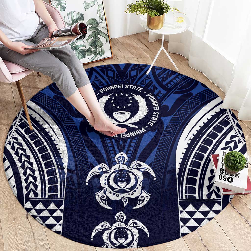 FSM Pohnpei States Round Carpet Micronesia Six 9 One Polynesian Tribal Pattern