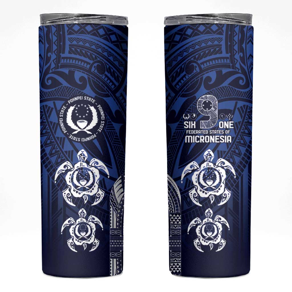 FSM Pohnpei States Skinny Tumbler Micronesia Six 9 One Polynesian Tribal Pattern