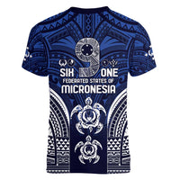 FSM Pohnpei States Women V-Neck T-Shirt Micronesia Six 9 One Polynesian Tribal Pattern