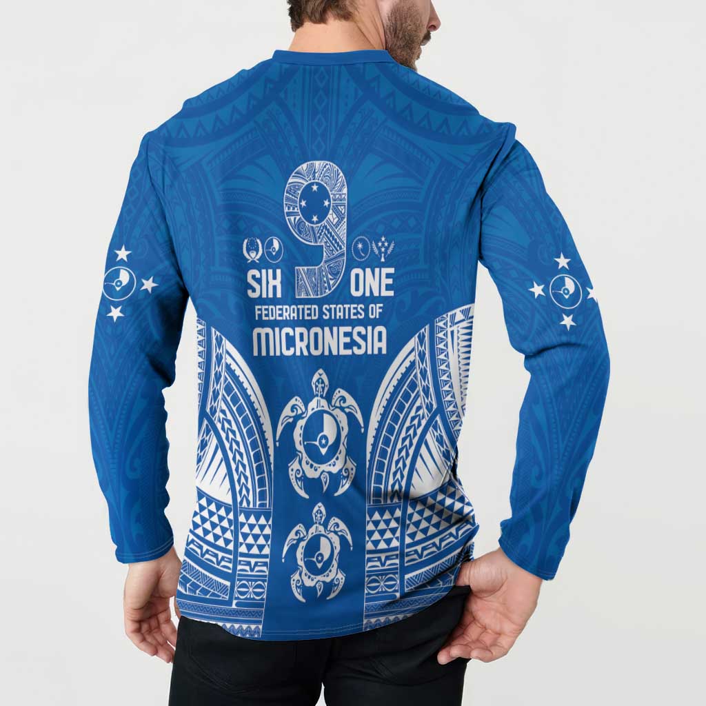FSM Yap States Button Sweatshirt Micronesia Six 9 One Polynesian Tribal Pattern