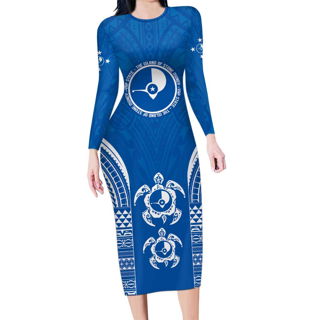 FSM Yap States Family Matching Long Sleeve Bodycon Dress and Hawaiian Shirt Micronesia Six 9 One Polynesian Tribal Pattern