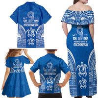 FSM Yap States Family Matching Off Shoulder Maxi Dress and Hawaiian Shirt Micronesia Six 9 One Polynesian Tribal Pattern