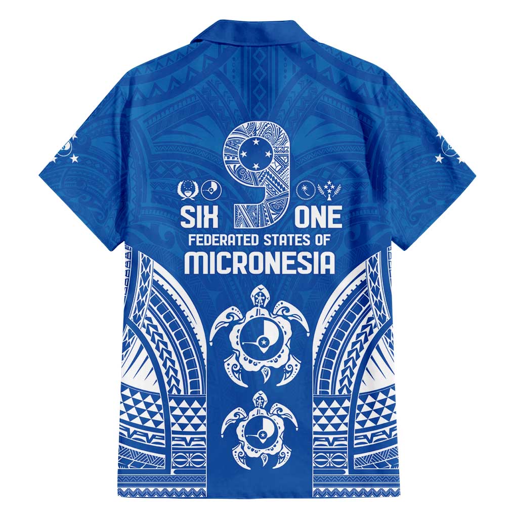 FSM Yap States Family Matching Off Shoulder Short Dress and Hawaiian Shirt Micronesia Six 9 One Polynesian Tribal Pattern