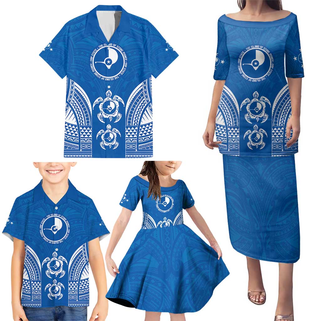 FSM Yap States Family Matching Puletasi and Hawaiian Shirt Micronesia Six 9 One Polynesian Tribal Pattern