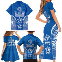 FSM Yap States Family Matching Short Sleeve Bodycon Dress and Hawaiian Shirt Micronesia Six 9 One Polynesian Tribal Pattern