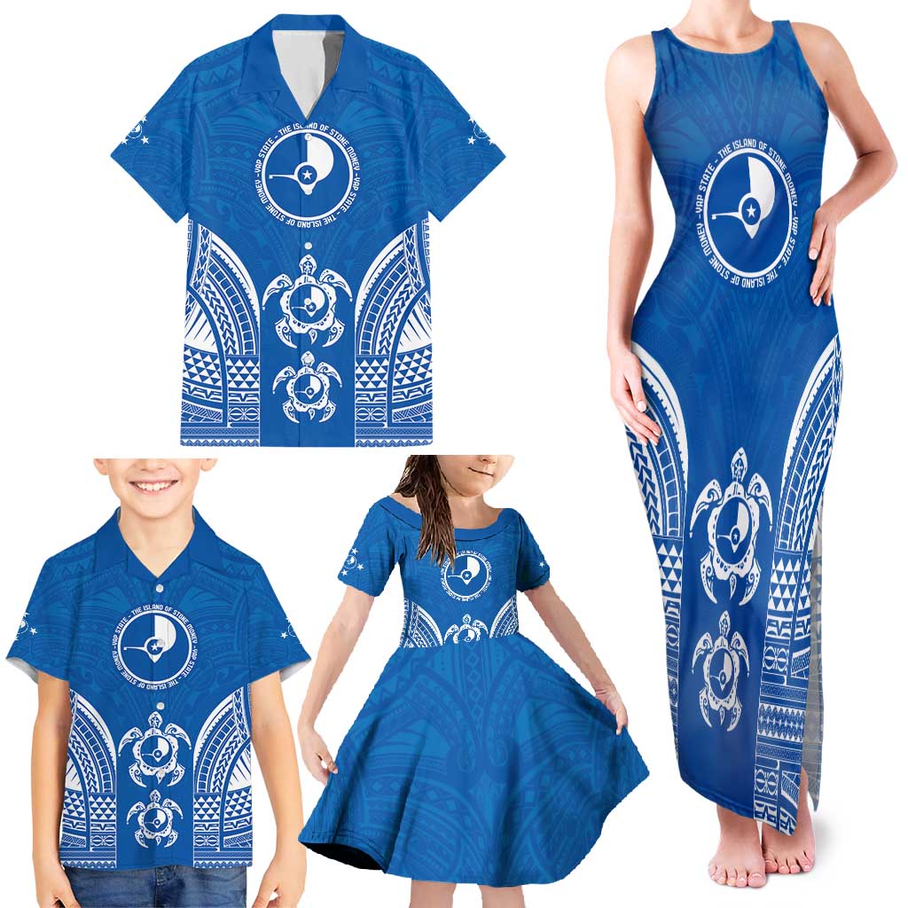 FSM Yap States Family Matching Tank Maxi Dress and Hawaiian Shirt Micronesia Six 9 One Polynesian Tribal Pattern