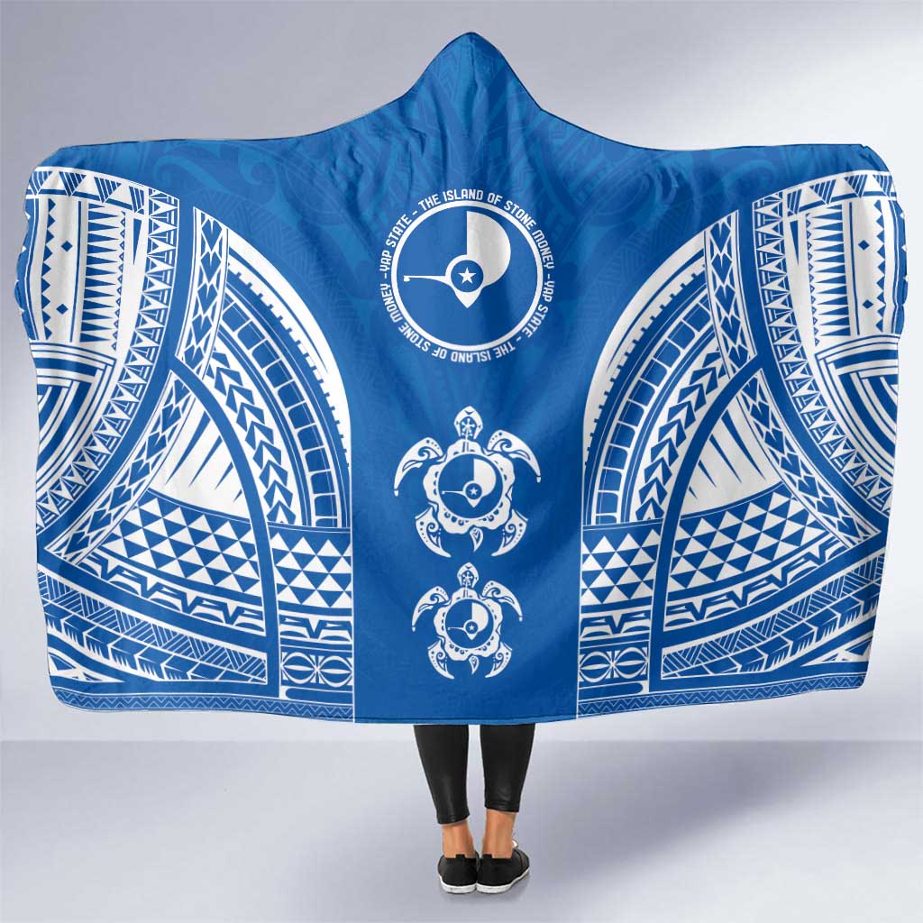 FSM Yap States Hooded Blanket Micronesia Six 9 One Polynesian Tribal Pattern LT9 One Size Blue - Polynesian Pride