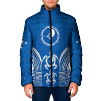 FSM Yap States Padded Jacket Micronesia Six 9 One Polynesian Tribal Pattern LT9 Men Blue - Polynesian Pride