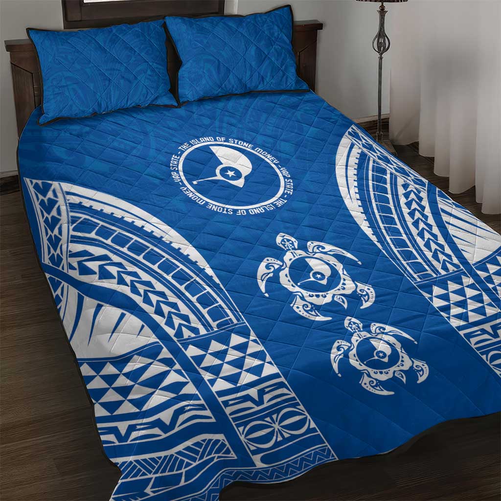 FSM Yap States Quilt Bed Set Micronesia Six 9 One Polynesian Tribal Pattern LT9 Blue - Polynesian Pride