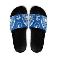 FSM Yap States Slide Sandals Micronesia Six 9 One Polynesian Tribal Pattern LT9 Blue - Polynesian Pride