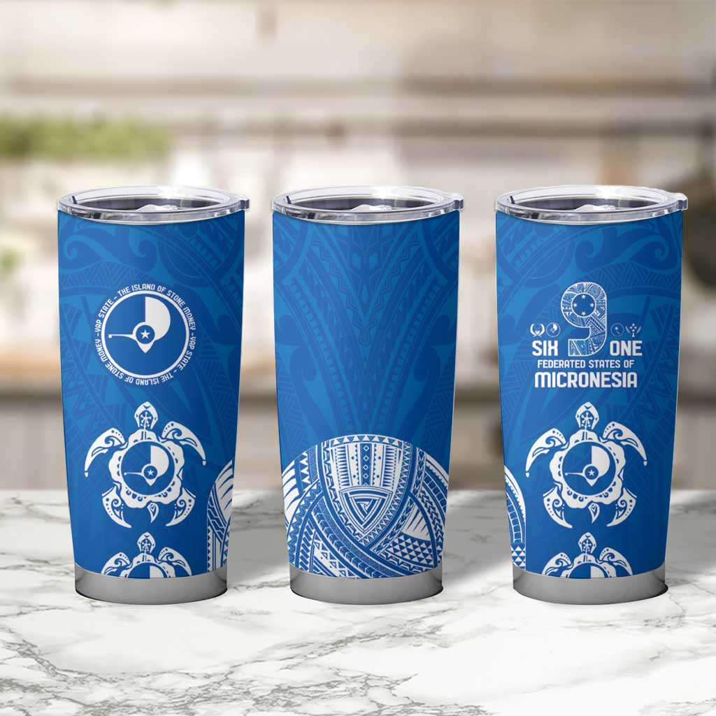FSM Yap States Tumbler Cup Micronesia Six 9 One Polynesian Tribal Pattern