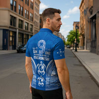 FSM Yap States Zipper Polo Shirt Micronesia Six 9 One Polynesian Tribal Pattern - Polynesian Pride