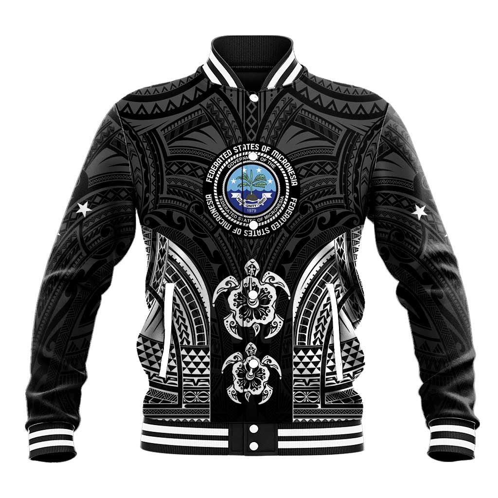 FSM Micronesia Six 9 One Baseball Jacket Polynesian Tribal Pattern LT9 Unisex Black - Polynesian Pride