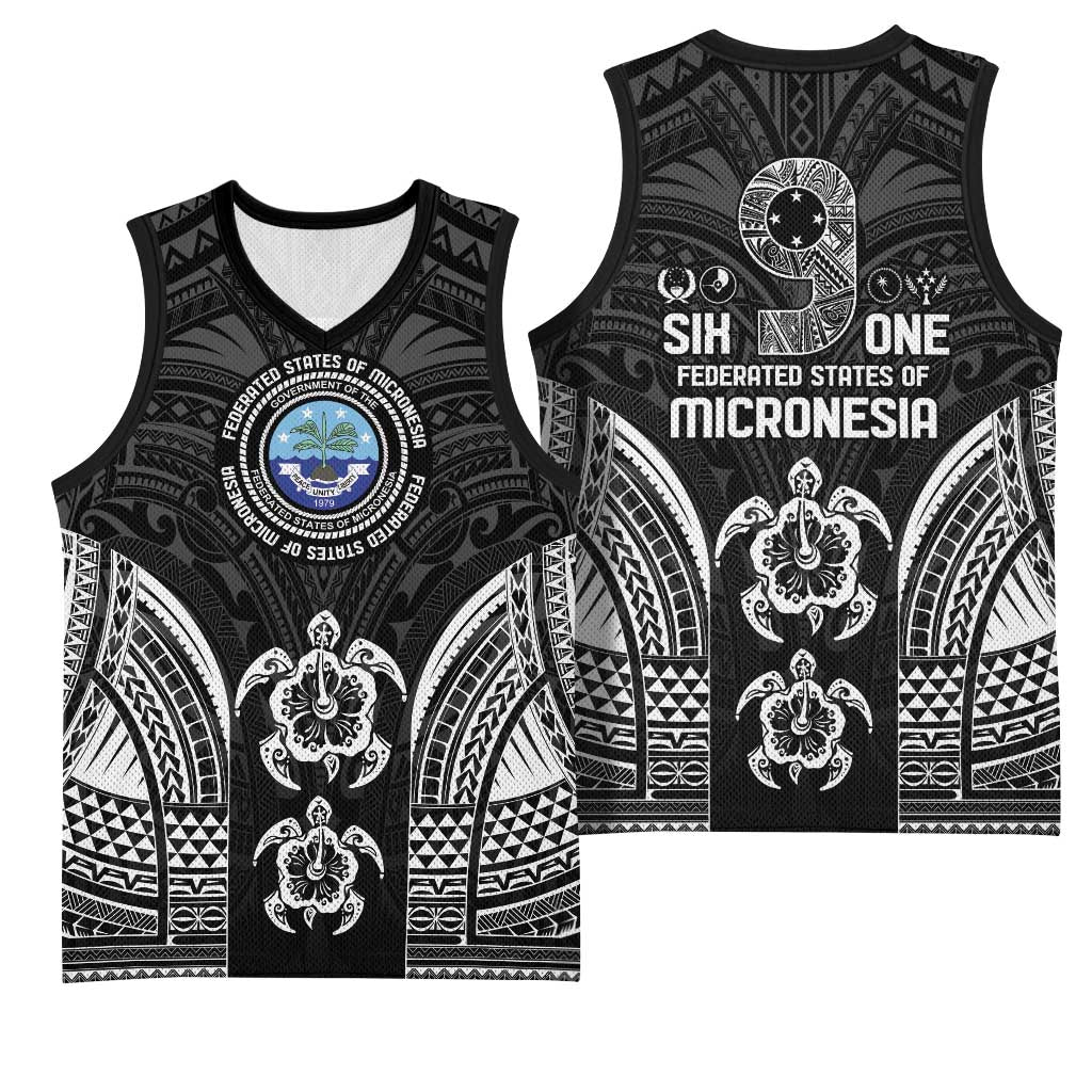 FSM Micronesia Six 9 One Basketball Jersey Polynesian Tribal Pattern - Polynesian Pride